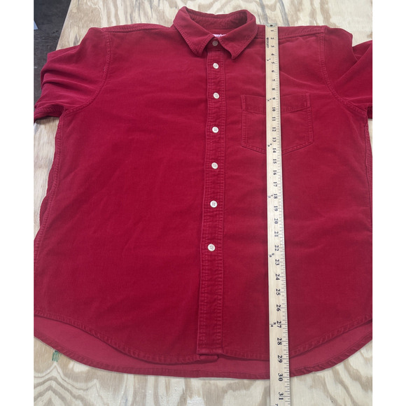 Vintage J. Crew Oarsman Corduroy Button Up Shirt Men's Large Red Y2K Preppy - Picture 12 of 13